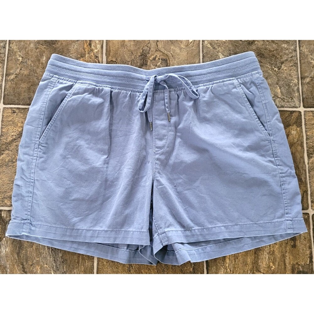 Orvis Women's XL Blue Cotton Blend Pull-On Drawstring Shorts Cargo Pocket Lounge